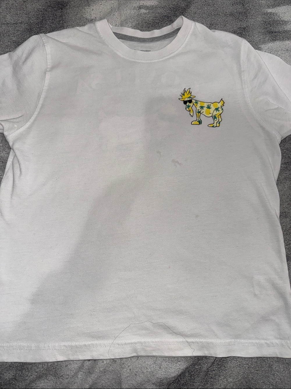 Kids Medium White GOAT T-Shirt Yellow Pineapple